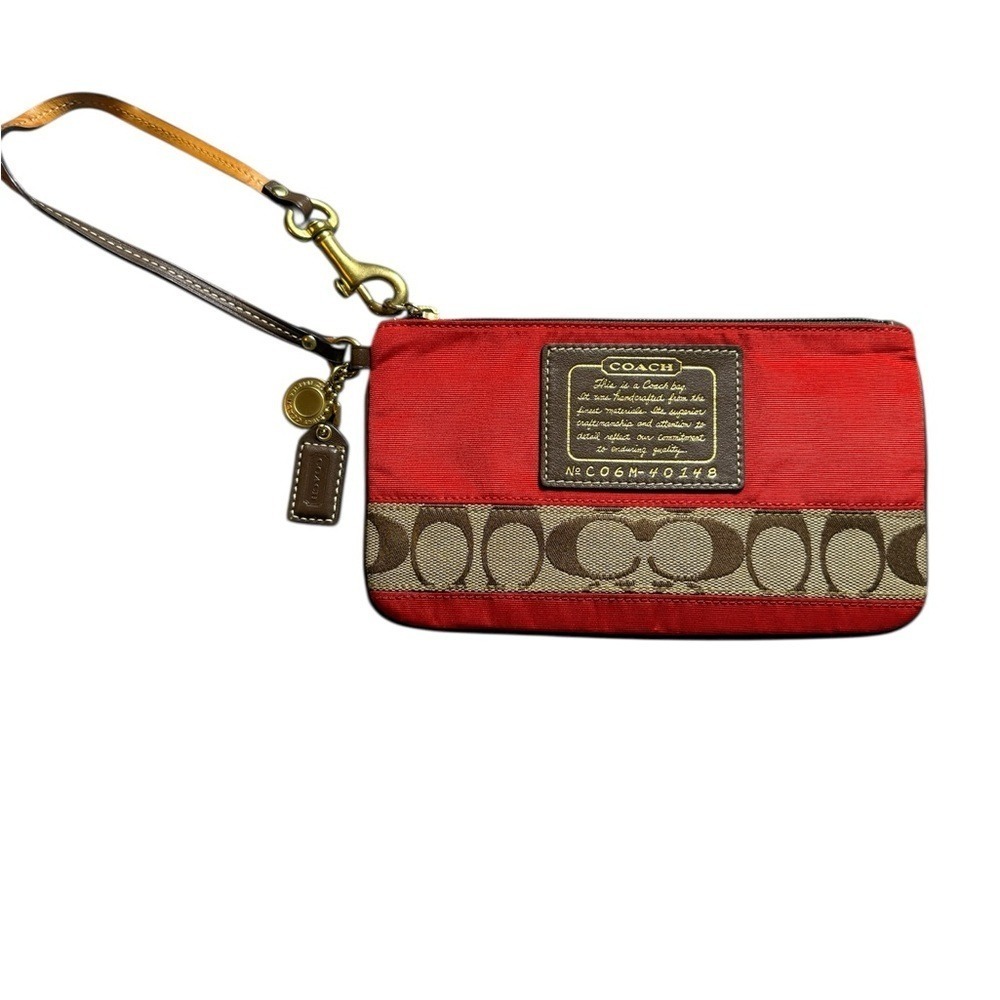Y2K Coach Red Orange Signature  Wristlet